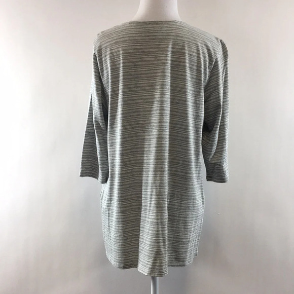 Pure J Jill Gray‎ Heather Striped Tunic Shirt Womens Medium Petite Half Sleeve - Picture 3 of 10